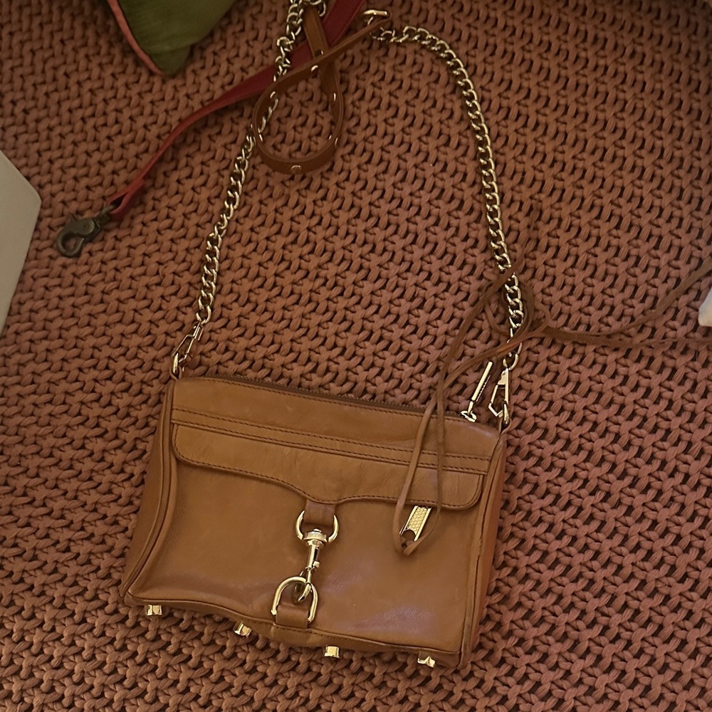 Rebecca Minkoff Cognac Tan Leather Crossbody with Gold Hardware - Picture 1 of 1